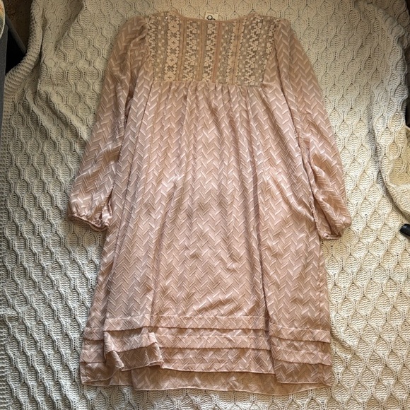 Anthropologie One September Elegant Pink Lace-Trimmed Dress SIZE L - Picture 8 of 13